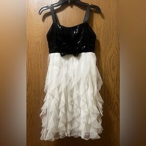 Justice Black Sequin and White Ruffle Dress